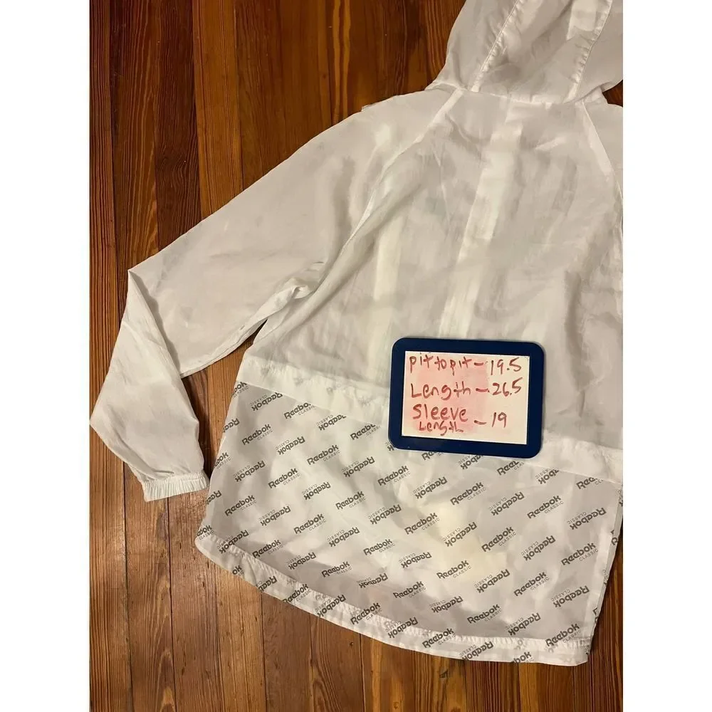 Reebok White Womens XS Windbreaker Jacket in good condition